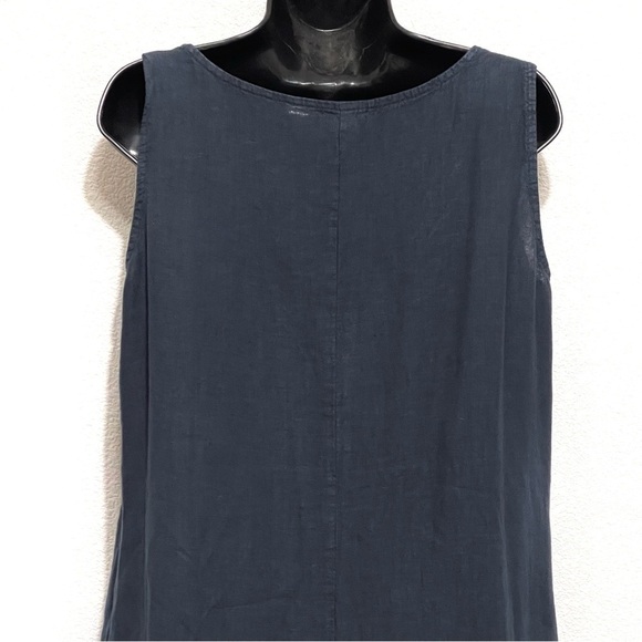 Luca Vanucci Woman 100% LINEN Blue with Stripes Italy Dress Size M - Picture 15 of 16